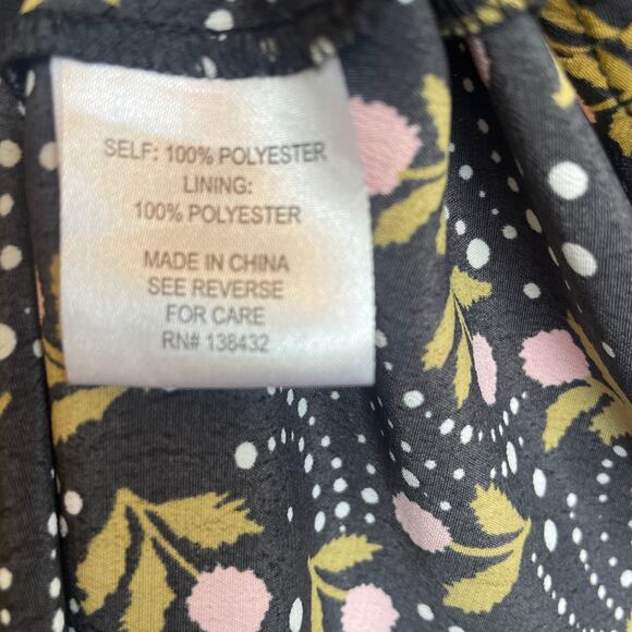 Modcloth Black & Pink Floral Skater Dress Womens Size 6 Casual Flattering Collar - Picture 6 of 9